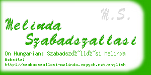 melinda szabadszallasi business card